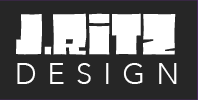 J.RITZ DESIGN Logo. White bold text in a black box
